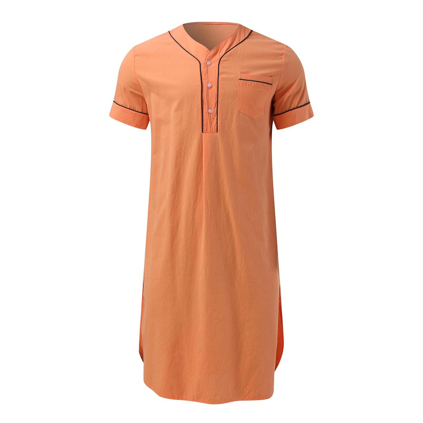 Robe courte à manches courtes pour femmes avec un col montant moderne et une patte de boutonnage pratique Chic und Stil