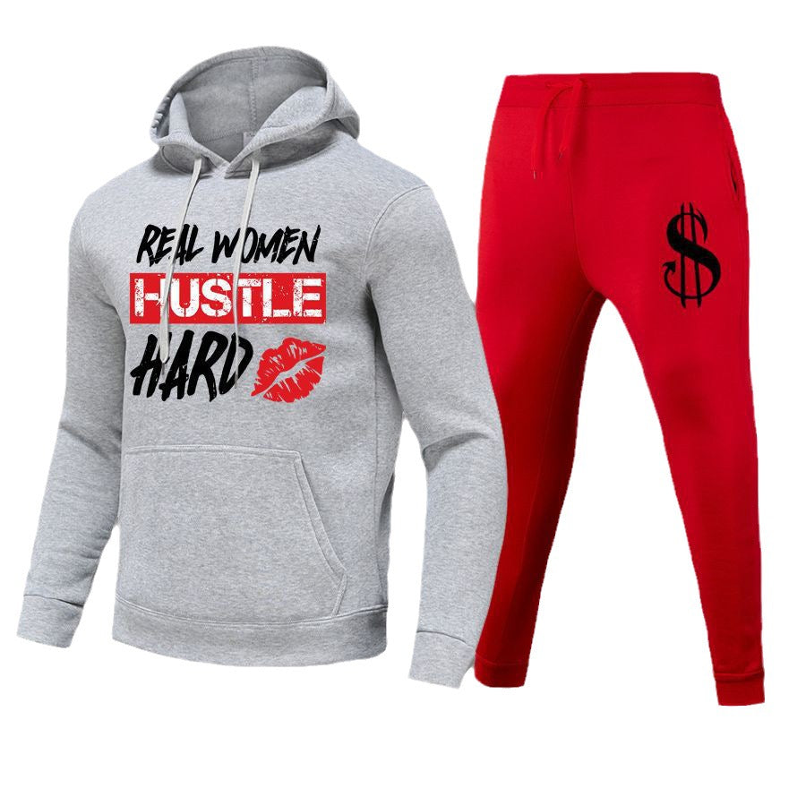 Hoodie and sweatpants set for women with motivational inscription Chic und Stil