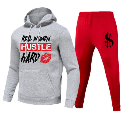 Hoodie and sweatpants set for women with motivational inscription Chic und Stil