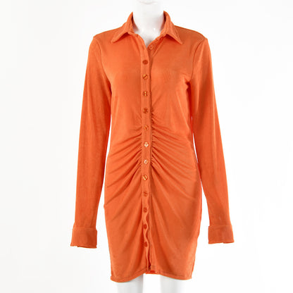Robe chemise mi-longue pour femmes avec patte de boutonnage et fronces Chic und Stil