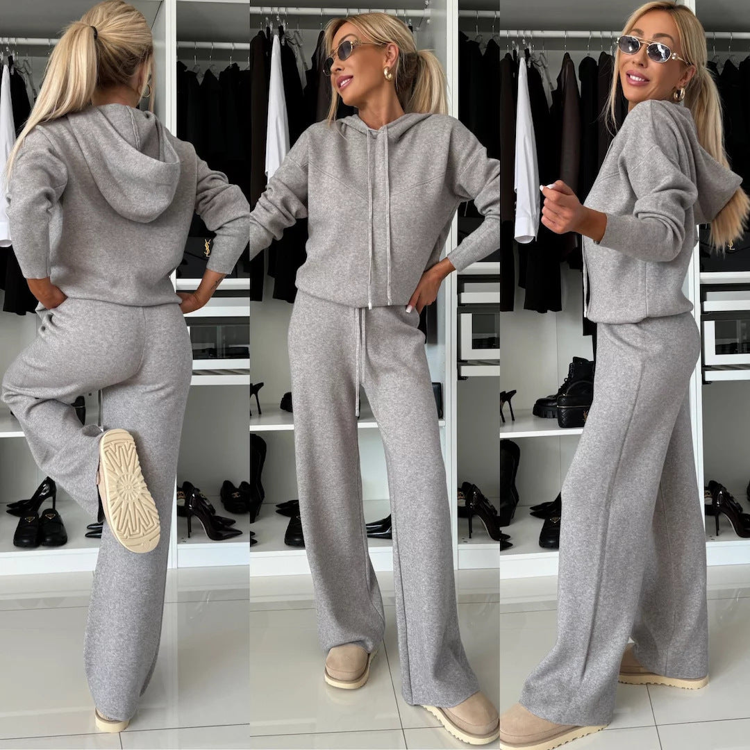Relaxed fleece set for women with hoodie and other pants Chic and Style
