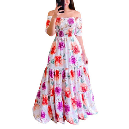 Robe Maxi Volants Off-Shoulder Chic und Stil pour Femmes