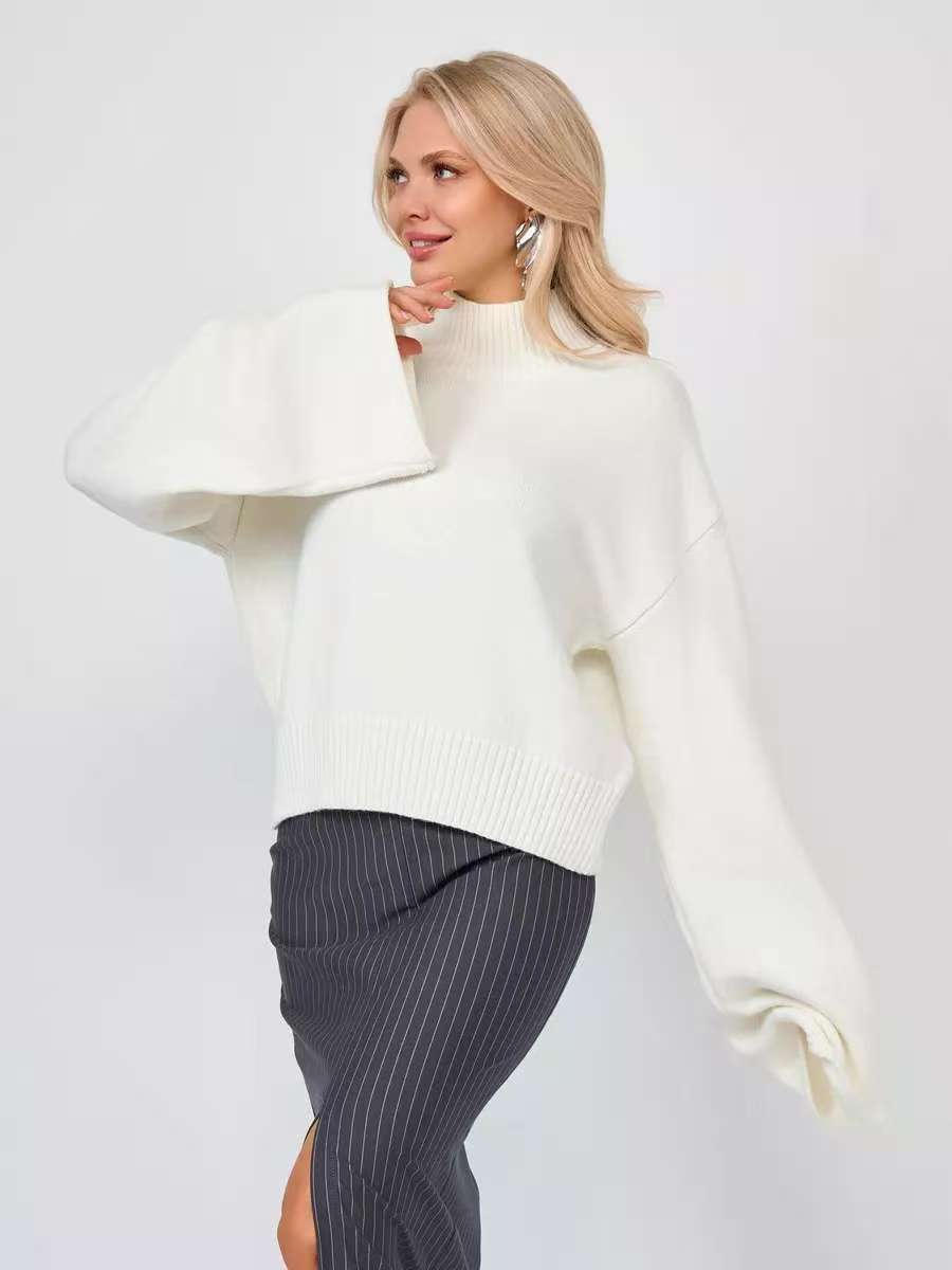 Dames Pull oversized élégant avec coupe ample et col montant Chic und Stil