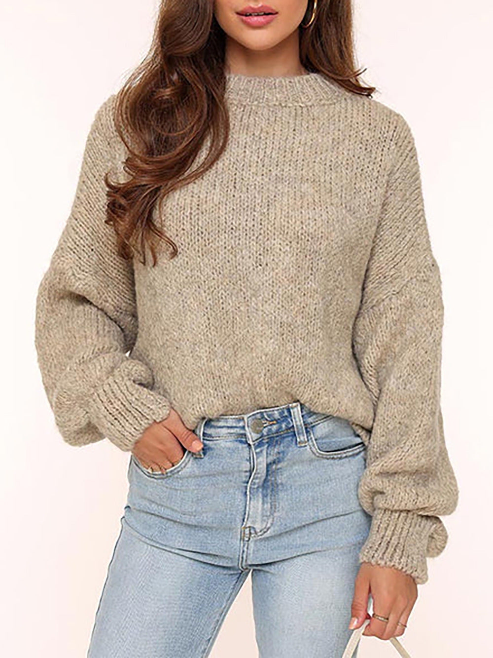 Pull décontracté en tricot pour femmes avec des manches volumineuses et un design moderne Chic und Stil