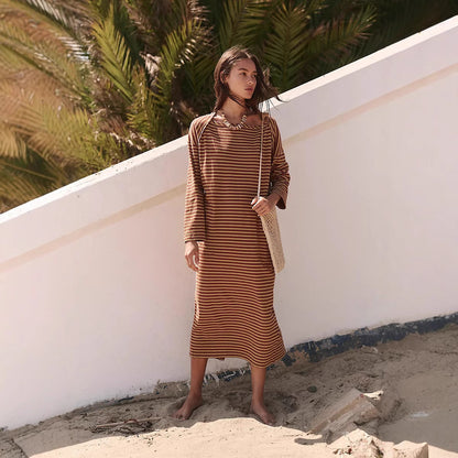 Robe de plage pour femmes avec manches longues et design rayé Chic und Stil