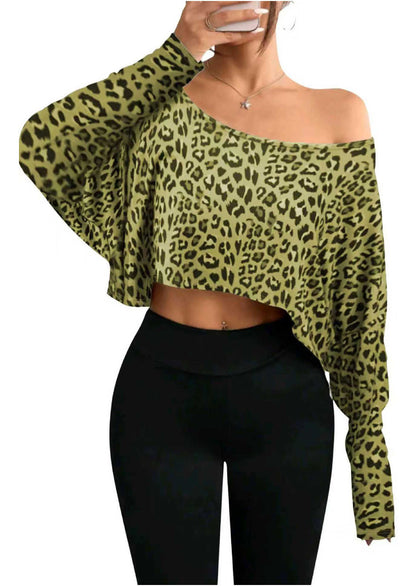 Pull cropped pour femmes avec motif léopard décontracté Chic und Stil