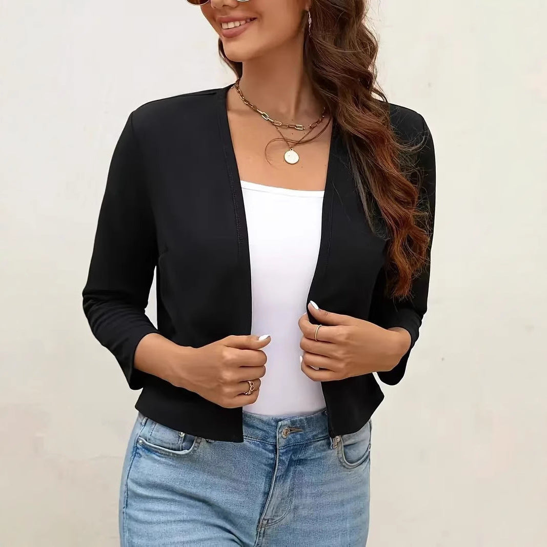 Cardigan féminin aéré avec design avant ouvert et manches ¾ Chic und Stil