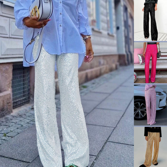 Dames Paillettes Glamour Pants Chic und Stil