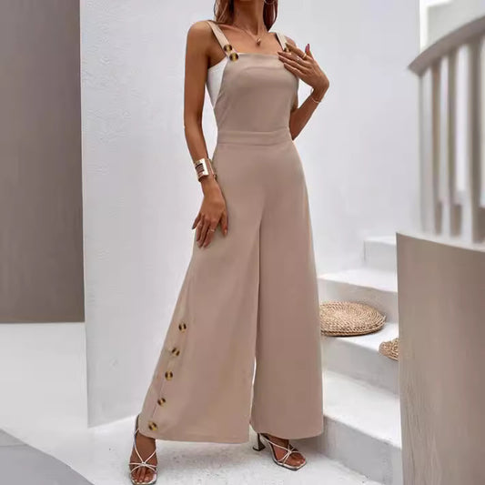 Combinaison pour femmes à la mode avec des détails de bouton élégants et des jambes larges Chic und Stil