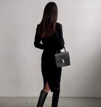 Dames Élégante robe portefeuille à manches longues et coupe fluide Chic und Stil