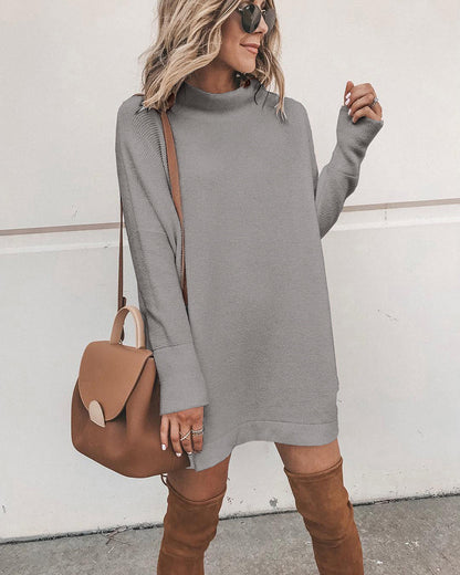 Robe en tricot surdimensionnée pour femmes avec col montant et manches bouffantes Chic und Stil