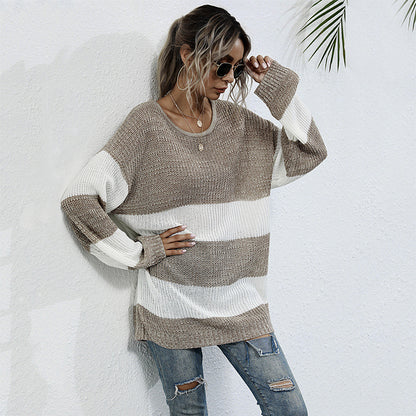 Pull-over en tricot décontracté pour femmes avec un motif de rayures bloc moderne et une coupe oversize Chic und Stil