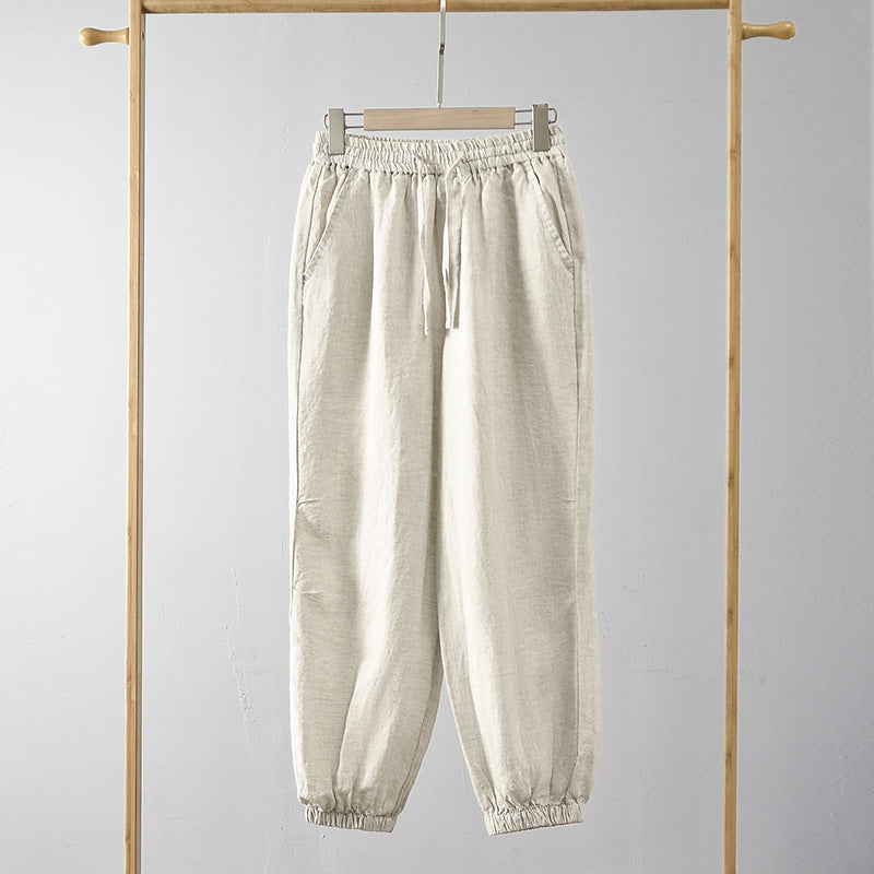 Casual linen pants for women with elastic waist and side pockets Chic and Style