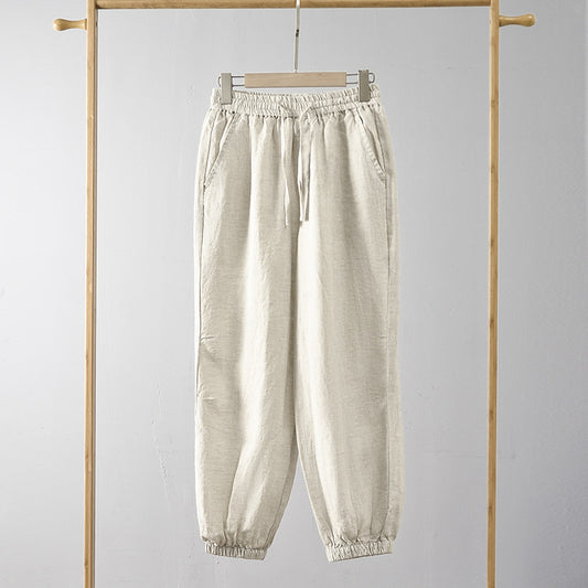 Casual linen pants for women with elastic waist and side pockets Chic and Style