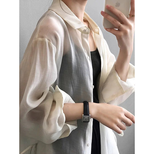 Chemisier léger transparent à boutons pour femmes Chic und Stil