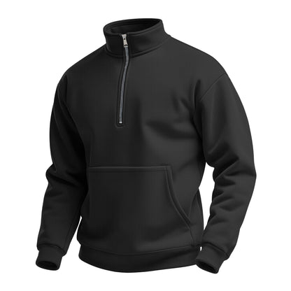Fleece pullover for men with high collar and practical kangaroo pocket Chic and Style