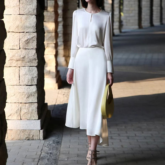 Robe midi élégante pour femme avec jupe fluide Chic und Stil