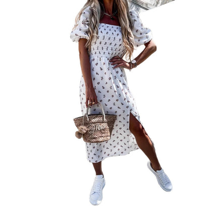 Robe maxi décontractée pour femmes avec haut élastique et motif floral Chic und Stil