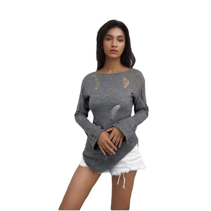 Pull en tricot pour femmes avec un look décontracté et déchiré et une coupe large Chic und Stil