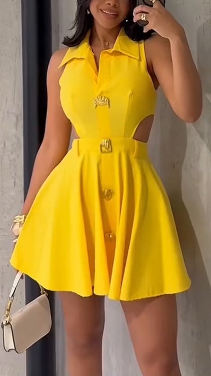 Femmes Chic Robe avec détails décoratifs en boutons et coupe moderne Chic und Stil