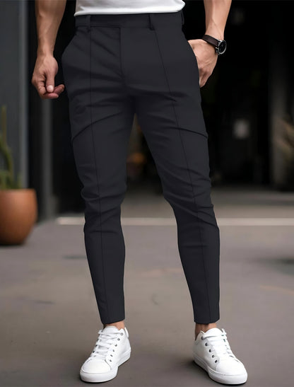 Pantalon chino slim-fit à la mode pour hommes avec taille élastique et poches polyvalentes Chic und Stil