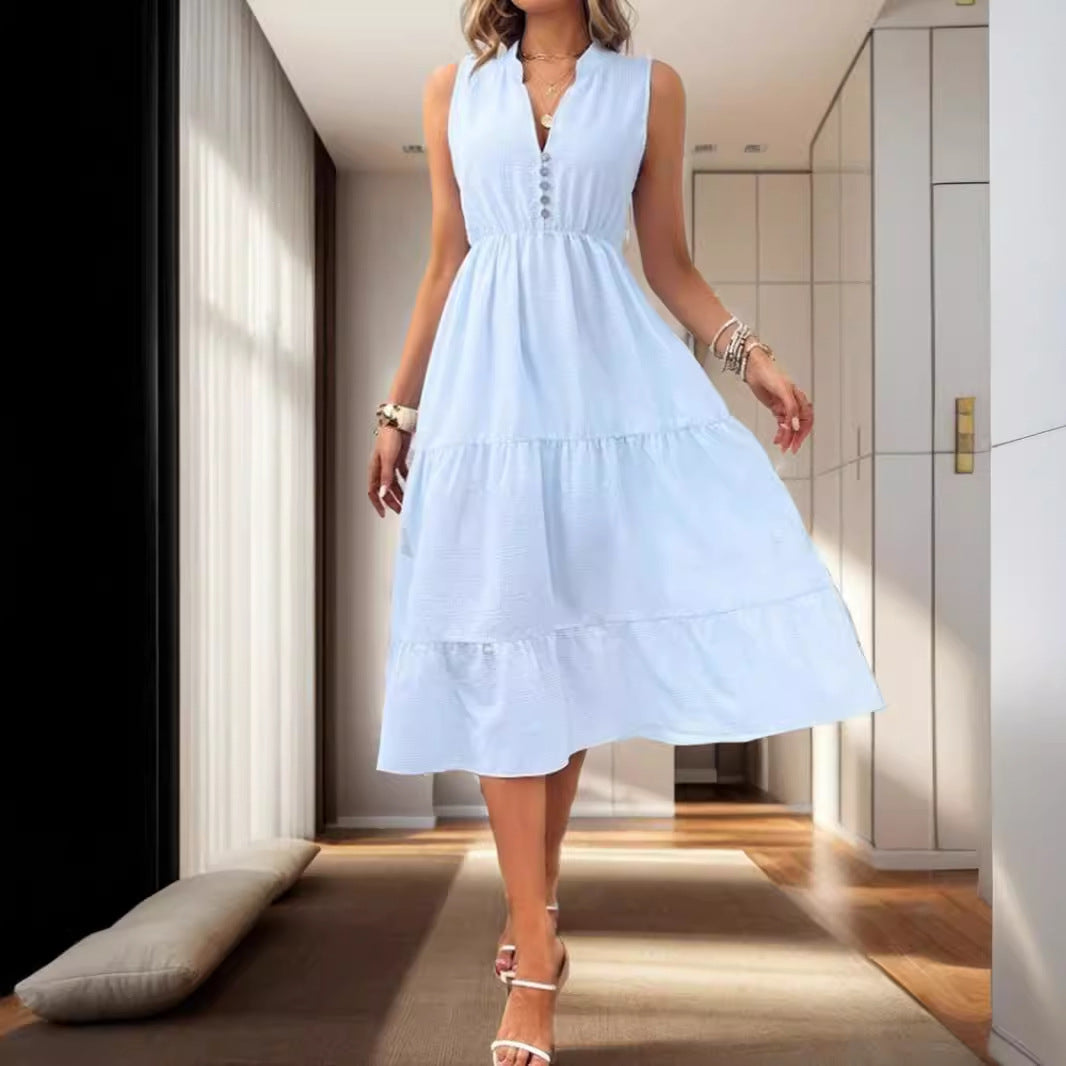 Robe midi à boutons pour femmes Chic und Stil