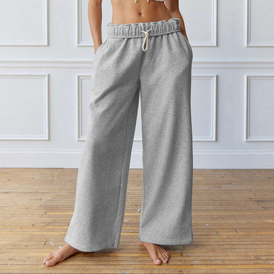 Chic and Stylish wide casual pants for ladies with elastic waist and drawstring