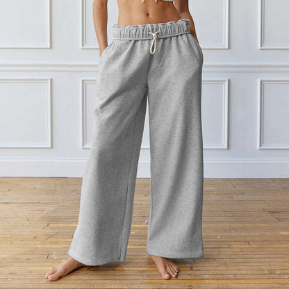 Chic and Stylish wide casual pants for ladies with elastic waist and drawstring