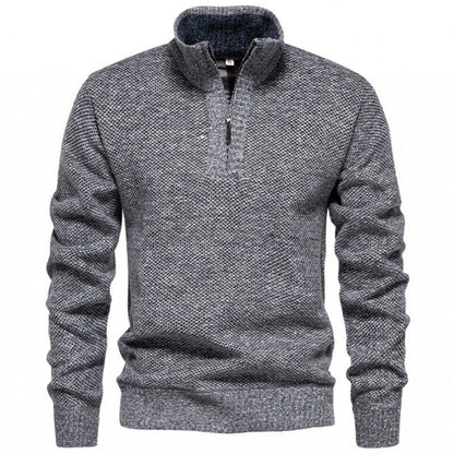 Men's High-Quality Pullover with High Collar and Zip Chic and Style