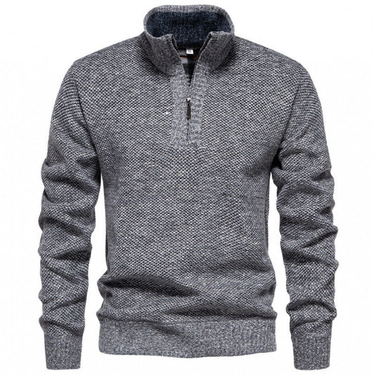 Men's High-Quality Pullover with High Collar and Zip Chic and Style