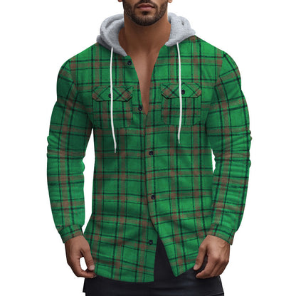 Chemise de loisirs à carreaux pour hommes avec col à capuche amovible Chic und Stil