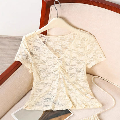 Dames élégant top en dentelle Chic und Stil