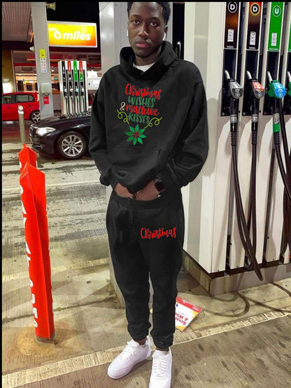 Men's cozy hoodie and jogger pants set with festive Christmas pattern Chic and Style