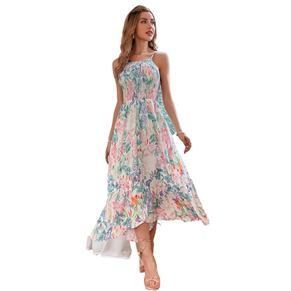 Robe maxi pour femmes avec design floral et bretelles spaghetti Chic und Stil