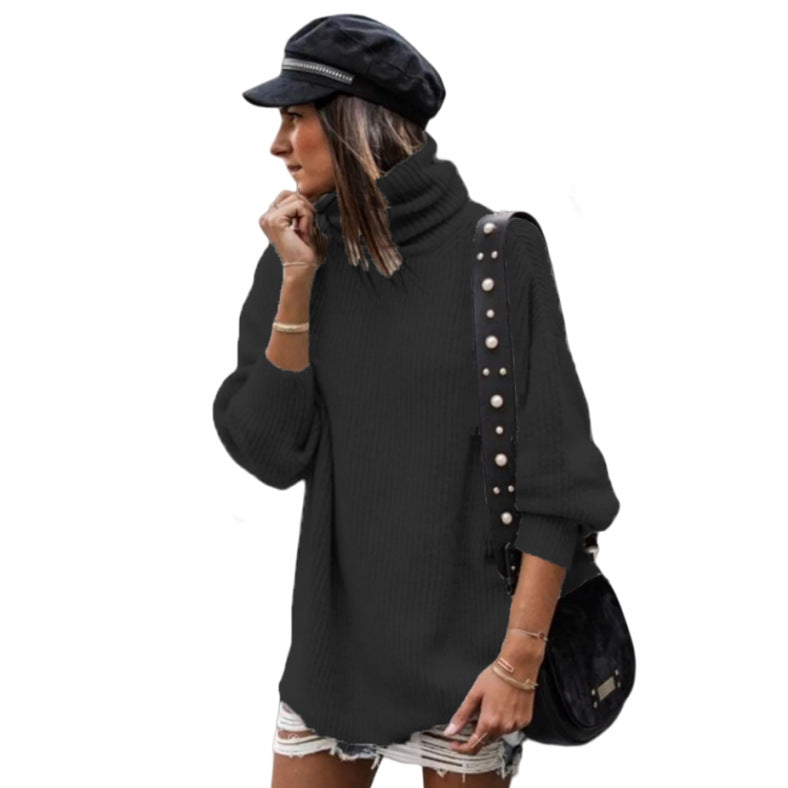 Dames pull oversized tendance col roulé Chic und Stil