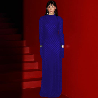 Robe maxi à manches longues pour femmes avec des détails transparents raffinés et une coupe flatteuse Chic und Stil