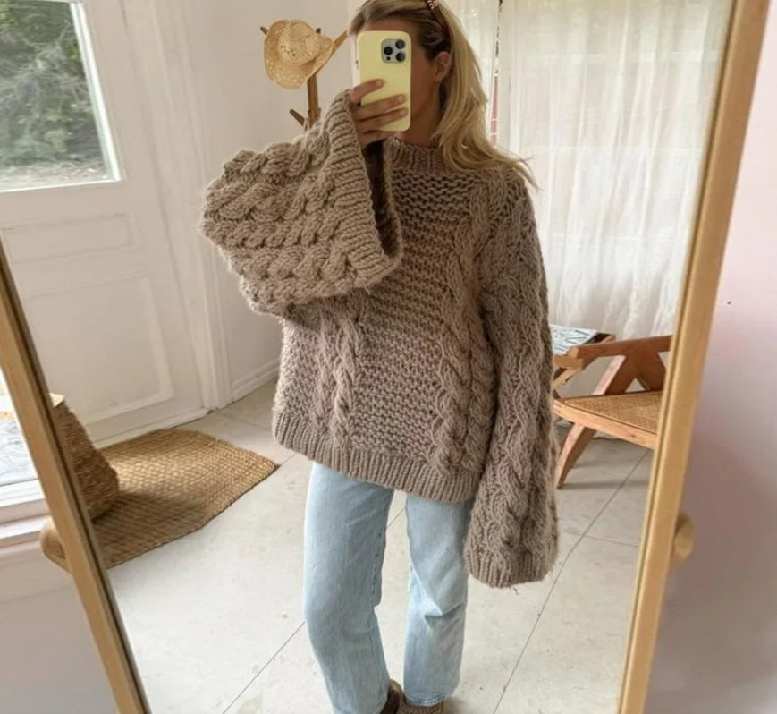 Pull en tricot surdimensionné pour femmes avec motif de torsade Chic und Stil