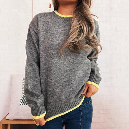 Pull en tricot confortable pour femmes avec des poignets contrastés et une coupe décontractée Chic und Stil