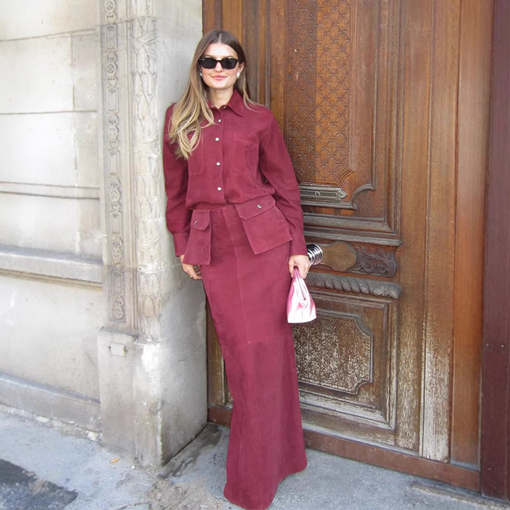 Dames Ensemble Élégant en Velours Chic und Stil