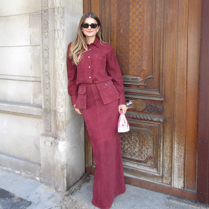 Dames Ensemble Élégant en Velours Chic und Stil