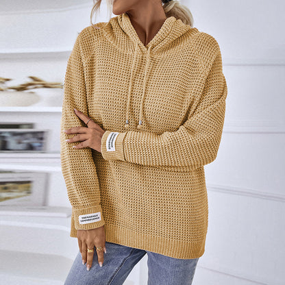 Pull à capuche confortable pour femmes avec motif en tricot texturé et fentes latérales Chic und Stil