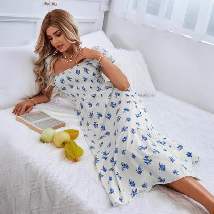 Robe maxi à imprimé floral pour femmes avec ourlet à volants Chic und Stil