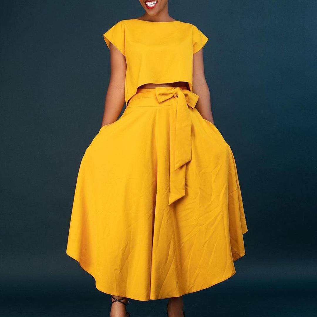 Robe maxi asymétrique pour femmes avec ceinture enroulée Chic und Stil