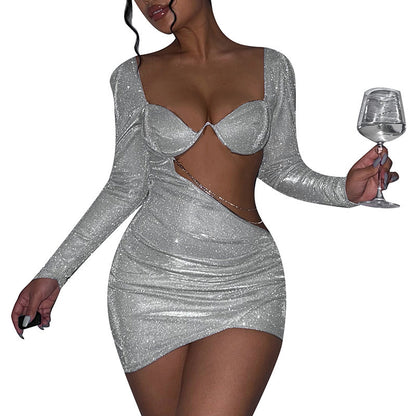 Dames Robe Mini Cut-Out Glamoureuse Chic und Stil