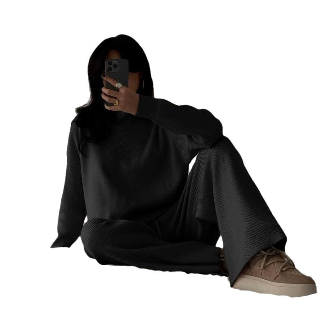 Dames Ensemble de lounge en tricot confortable et élégant avec col roulé Chic und Stil