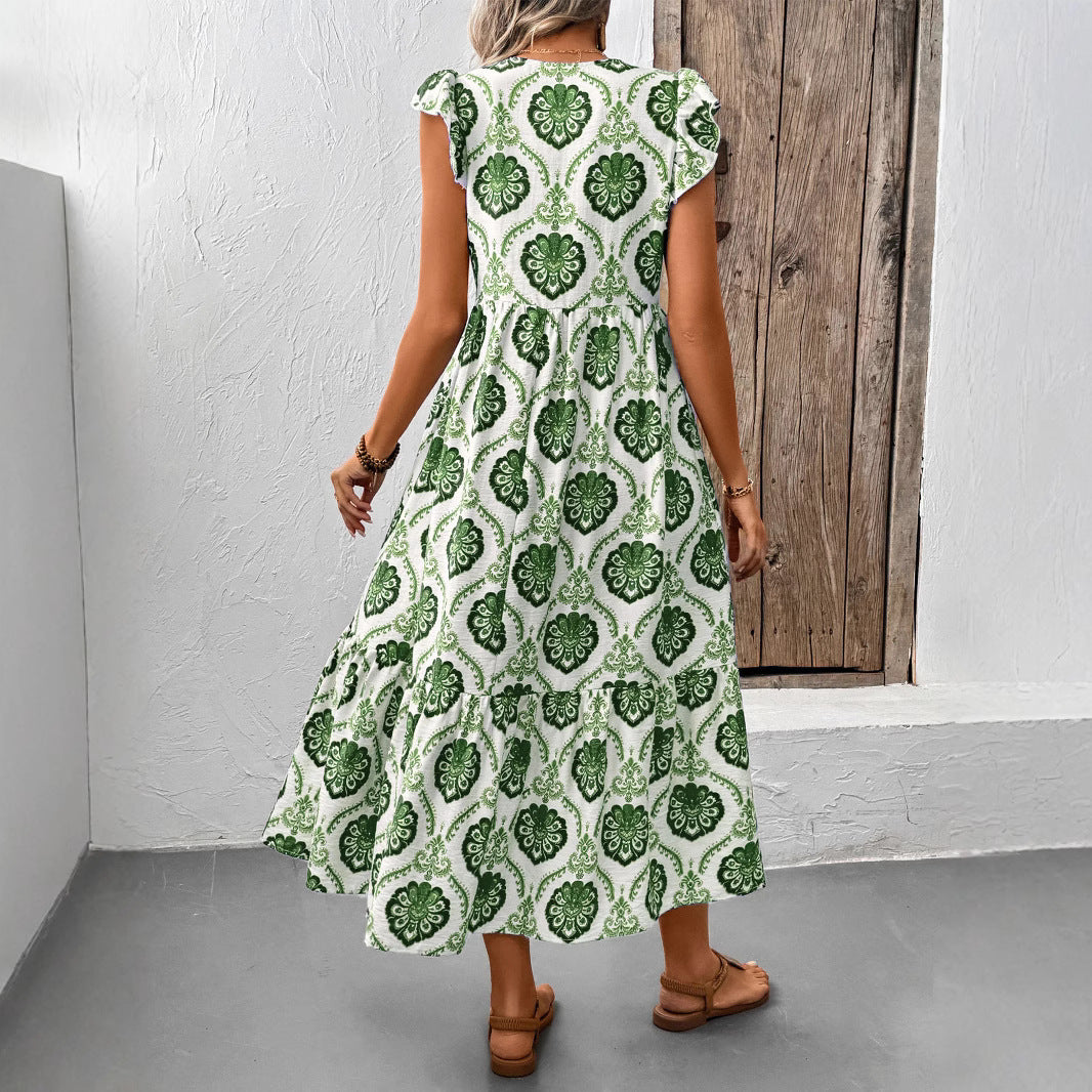 Robe maxi à volants pour femmes avec imprimé floral et volants Chic und Stil