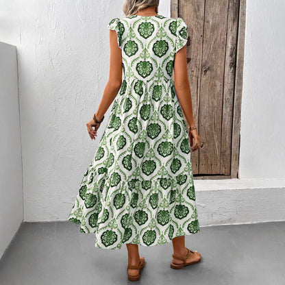 Robe maxi à volants pour femmes avec imprimé floral et volants Chic und Stil