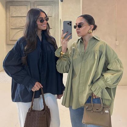 Blouse oversize pour dames avec volants Chic & Stil