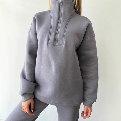 Women's casual sweatshirt jumpsuit and jogging pants with zipper Chic und Stil