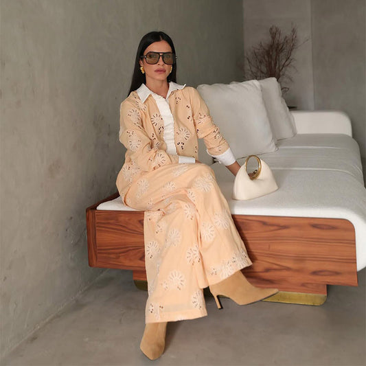 Dames deux pièces avec des motifs au crochet décoratifs et une coupe large Chic und Stil